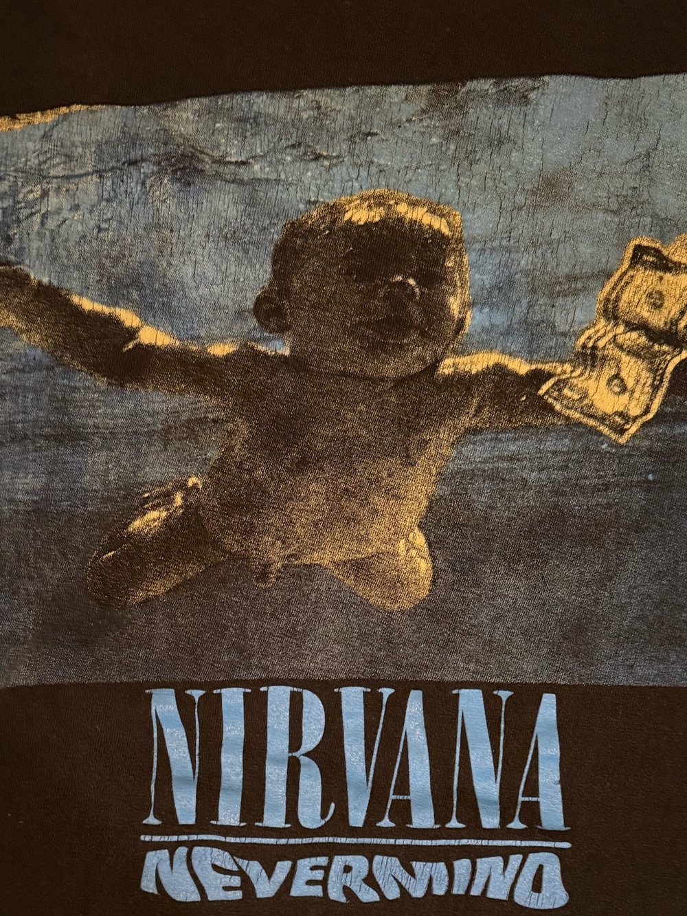 NIRVANA Black Tee with Blue Nevermind Graphic